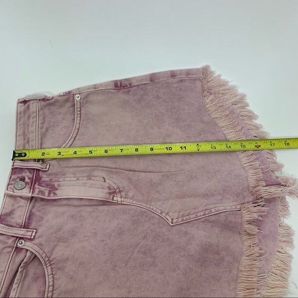 Free People Acid Wash Denim Fringe Hem Jean Mini Skirt Purple Pink Tone Cotton - Picture 16 of 16
